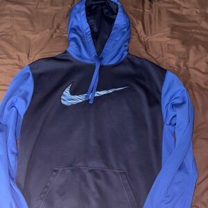 Nike Men's Navy and Blue Pullover Hoodie